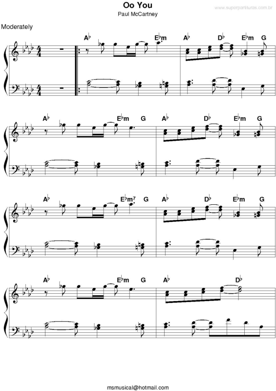 Partitura da música Oo You