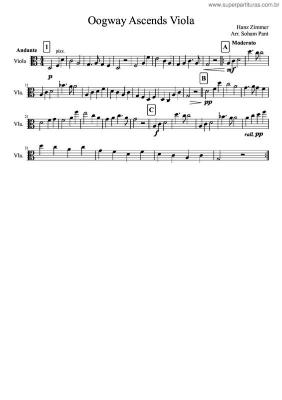 Partitura da música Oogway Ascends Viola