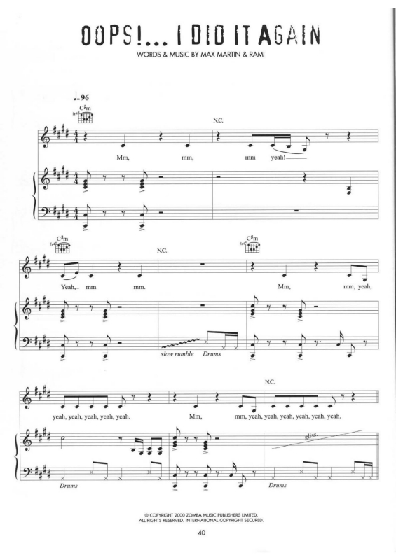 Partitura da música Oops I Did it Again v.2