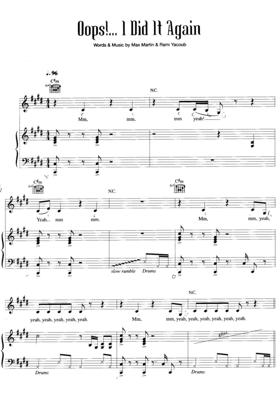 Partitura da música Oops I Did it Again v.3