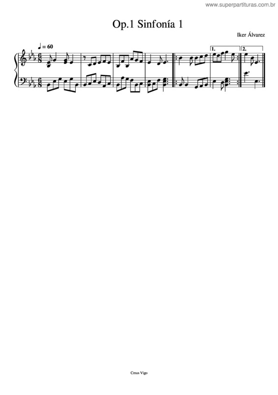 Partitura da música Op.1 Sínfonia 1.