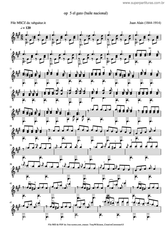 Partitura da música Op 5 El Gato