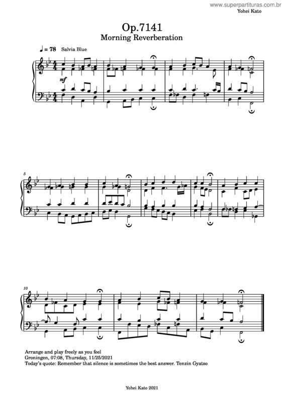 Partitura da música Op.7141 Morning Reverberation