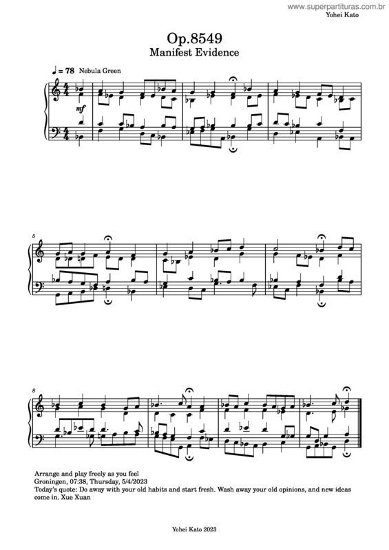Partitura da música Op.8549 Manifest Evidence