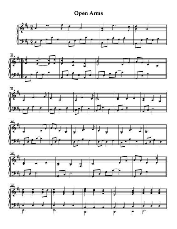 Partitura da música Open Arms v.3