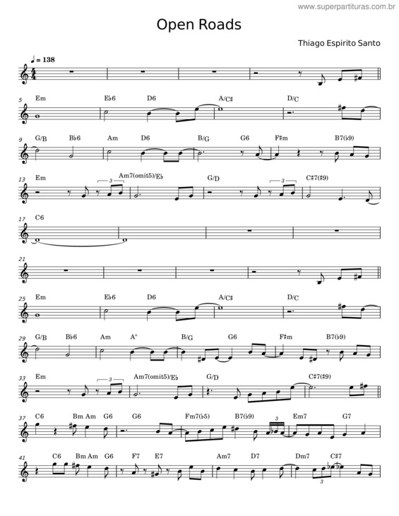 Partitura da música Open Roads