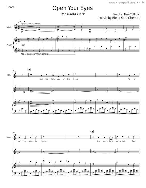 Partitura da música Open Your Eyes – Tim Collins