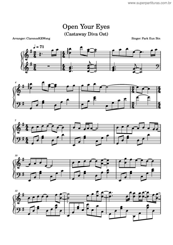 Partitura da música Open Your Eyes v.2