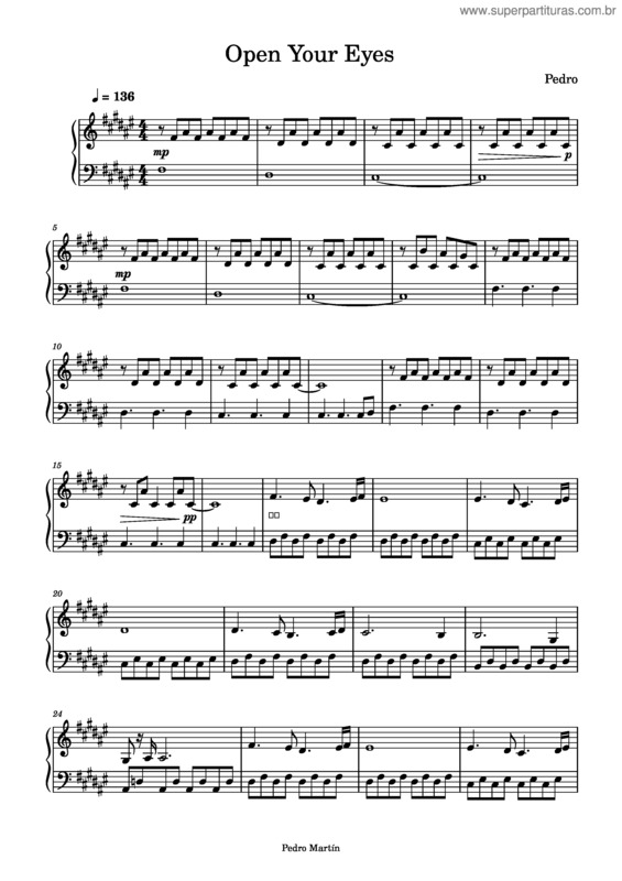 Partitura da música Open Your Eyes v.3