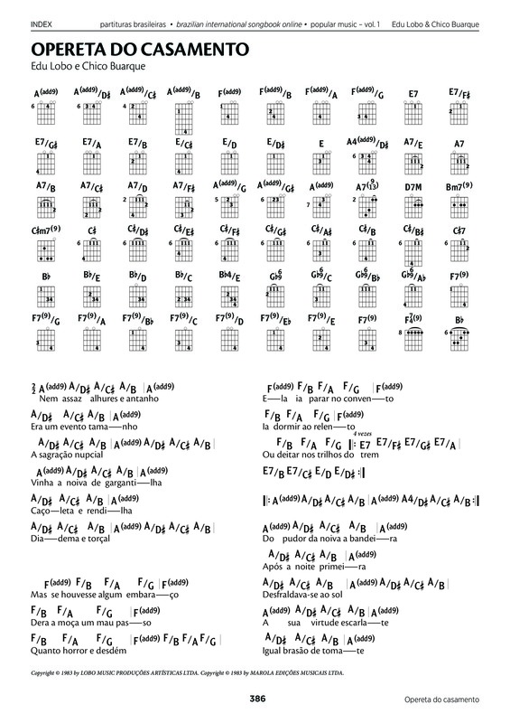 Partitura da música Opereta do Casamento