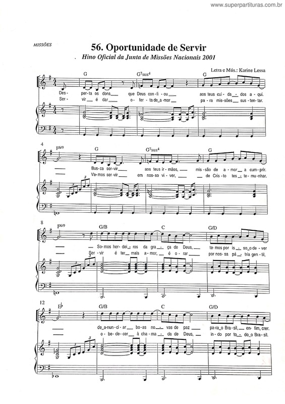 Partitura da música Oportunidade De Servir