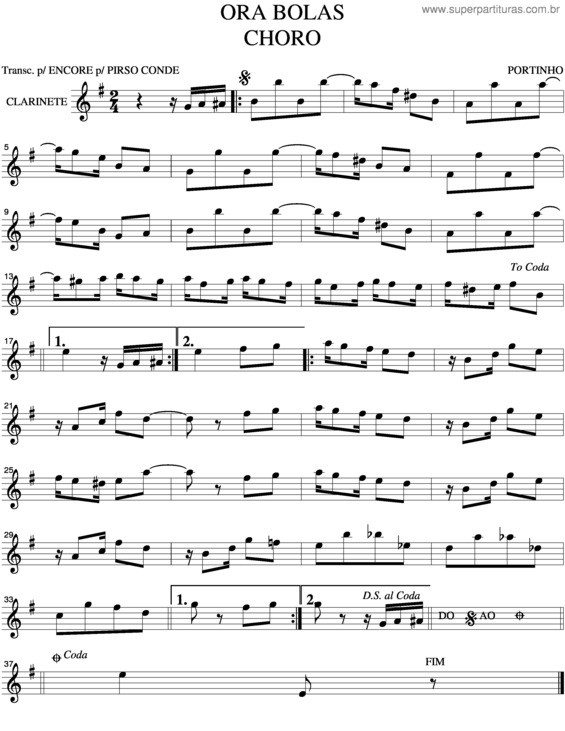 Partitura da música Ora Bolas