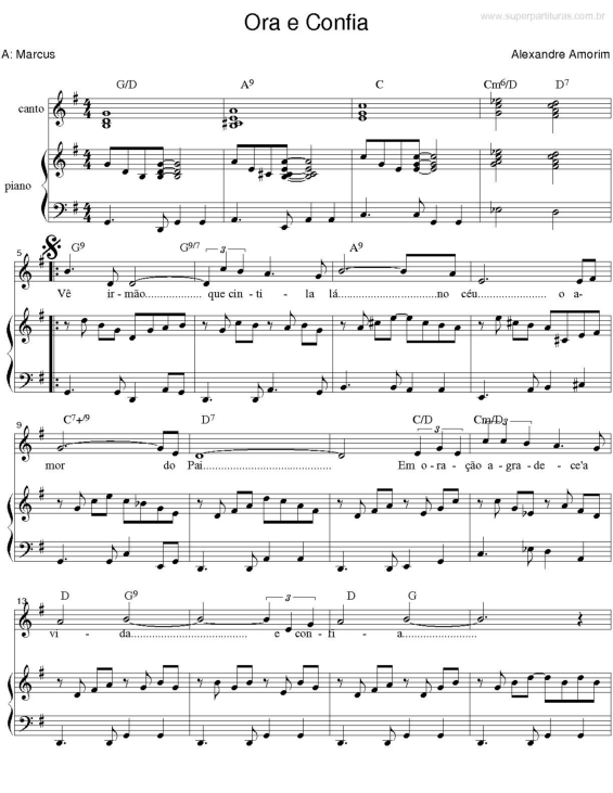 Partitura da música Ora e Confia