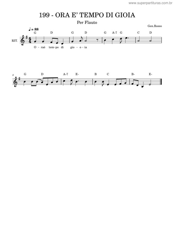 Partitura da música Ora E Tempo Di Gioia – Gen Rosso Ora È Tempo Di Gioia – Gen Rosso 199 – Ora E’ Tempo Di Gioia