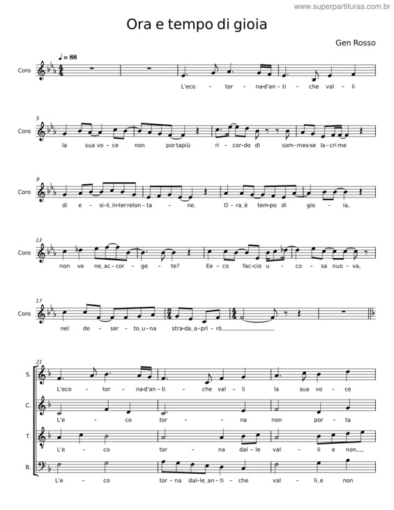 Partitura da música Ora E Tempo Di Gioia – Gen Rosso v.3