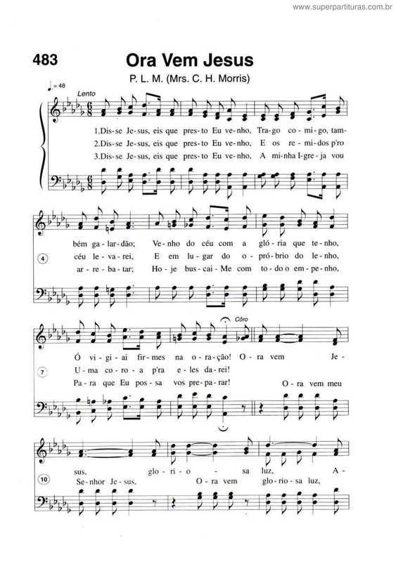 Partitura da música Ora Vem Jesus