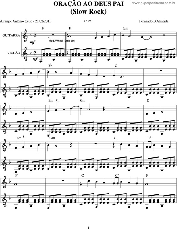 Partitura da música Oração Ao Deus Pai v.3