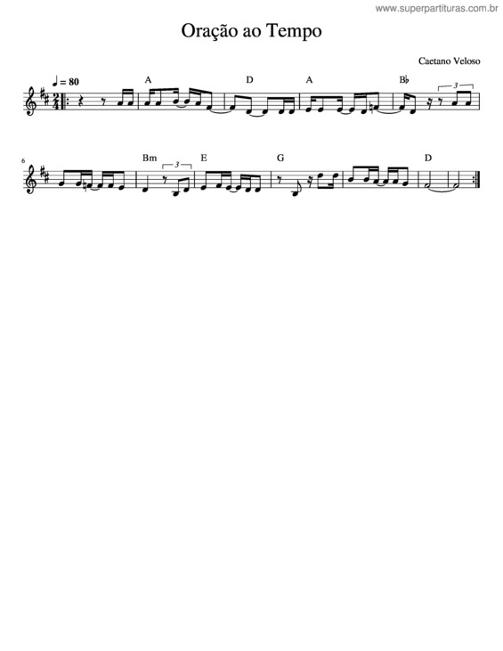 Partitura da música Oração Ao Tempo – Caetano Veloso Oração Ao Tempo– Caetano Veloso