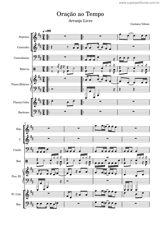 Partitura da música Oração Ao Tempo – Caetano Veloso Oração Ao Tempo