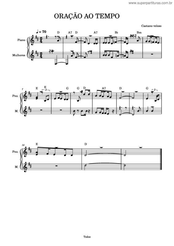 Partitura da música Oração Ao Tempo v.2