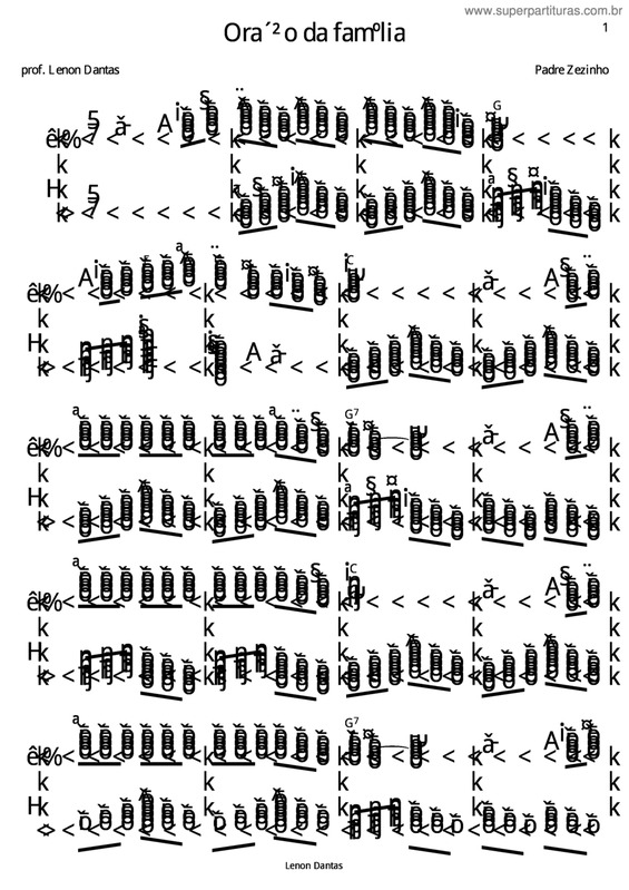 Partitura da música Oração Da Família v.3