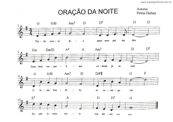 Partitura da música Oração Da Noite v.2