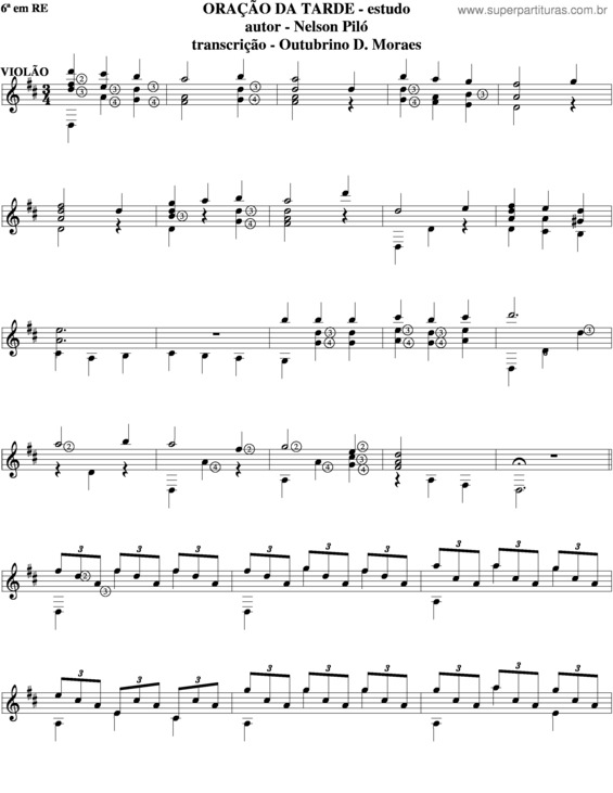 Partitura da música Oração Da Tarde v.2