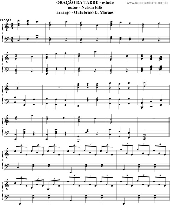 Partitura da música Oração Da Tarde