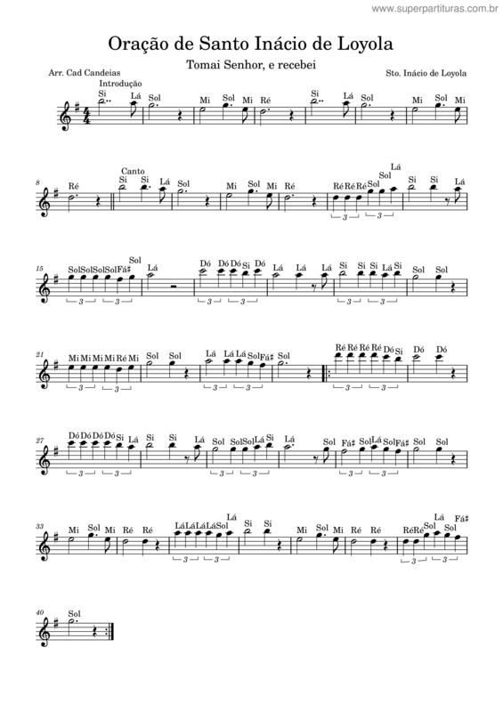 Partitura da música Oração De Santo Inácio De Loyola – Santo Inácio De Loyola