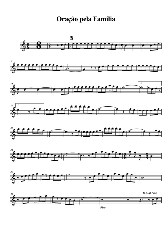 Partitura da música Oração Pela Família v.4