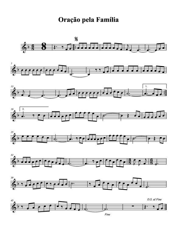 Partitura da música Oração Pela Família v.5