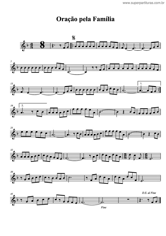 Partitura da música Oração Pela Família v.6