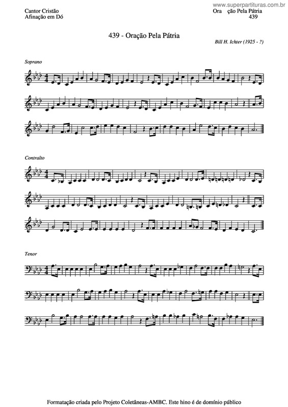 Partitura da música Oração Pela Pátria v.3