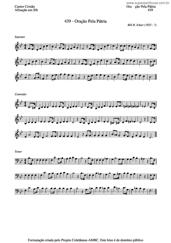 Partitura da música Oração Pela Pátria v.4