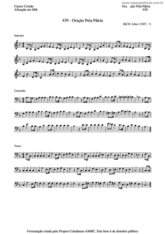 Partitura da música Oração Pela Pátria v.5