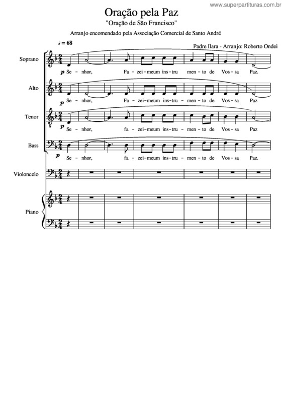 Partitura da música Oração Pela Paz v.3