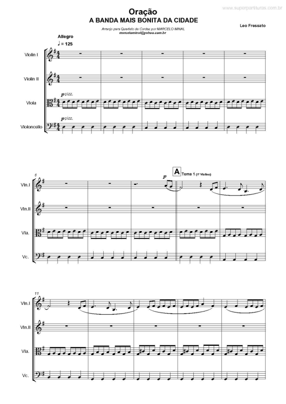 Partitura da música Oração v.2