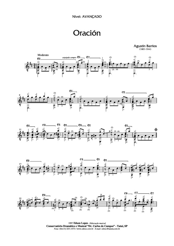 Partitura da música Oración v.3