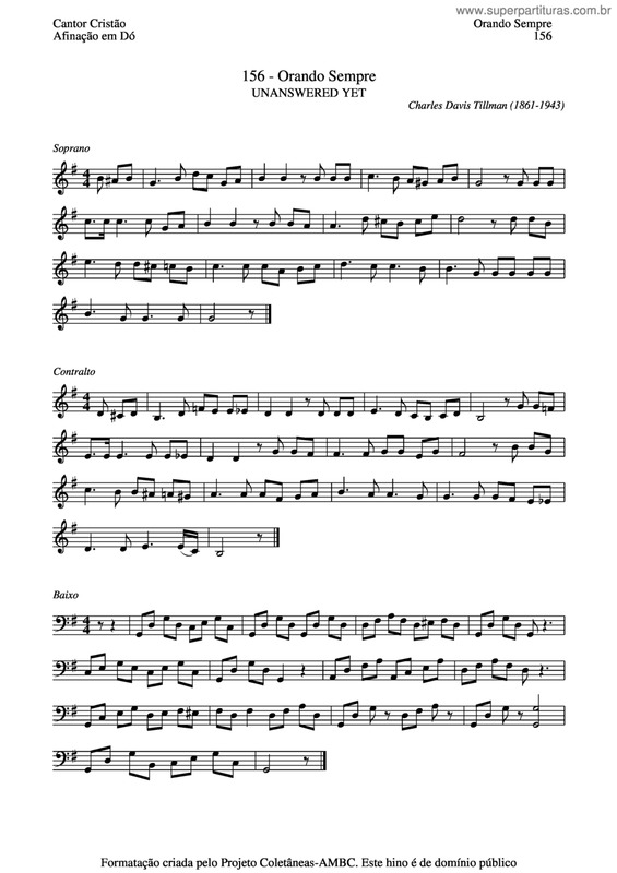 Partitura da música Orando Sempre v.2