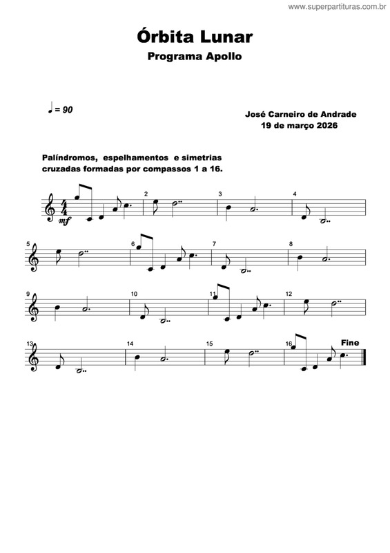 Partitura da música Órbita Lunar