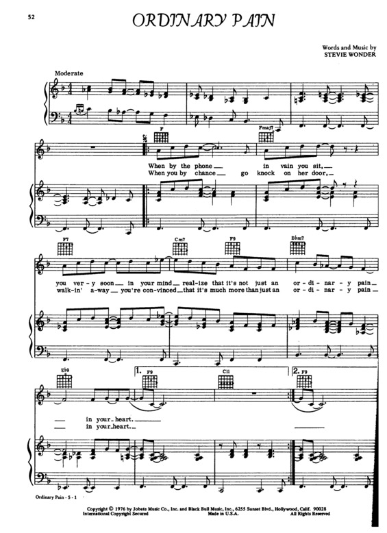 Partitura da música Ordinary Pain