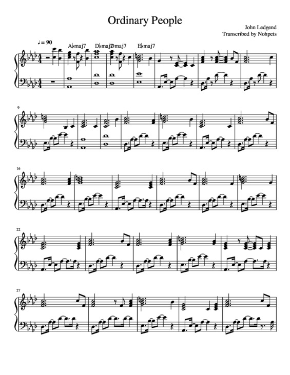 Partitura da música Ordinary People v.2