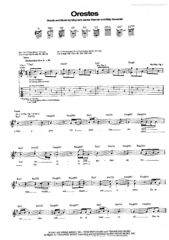 Partitura da música Orestes