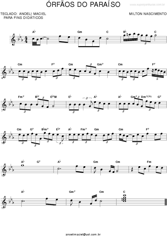 Partitura da música Órfãos Do Paraíso