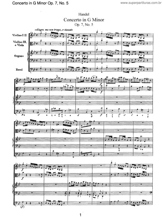Partitura da música Organ Cocerto in G minor Op.7/5