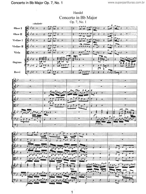 Partitura da música Organ Concerto in B flat major Op.7/1