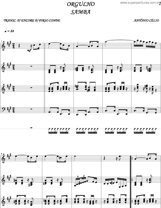 Partitura da música Orgulho v.2