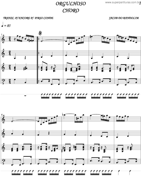 Partitura da música Orgulhoso v.2