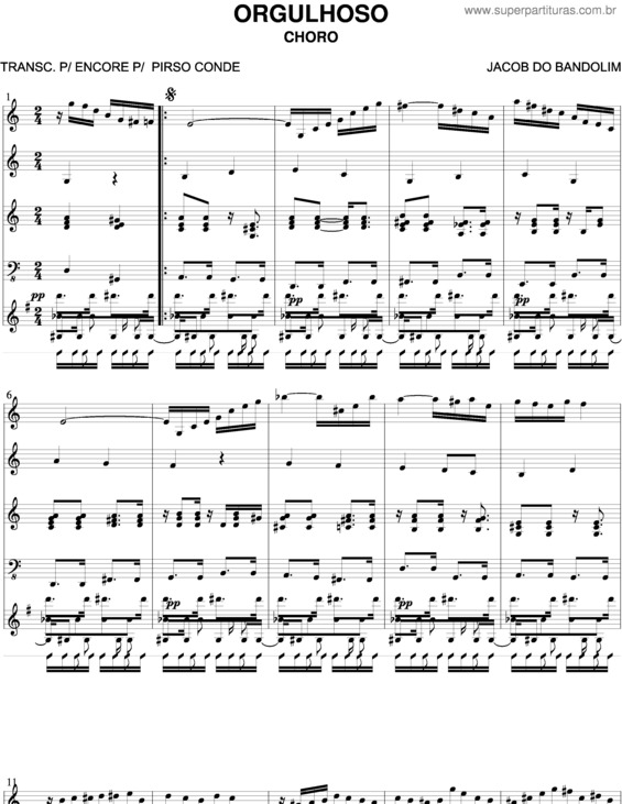 Partitura da música Orgulhoso