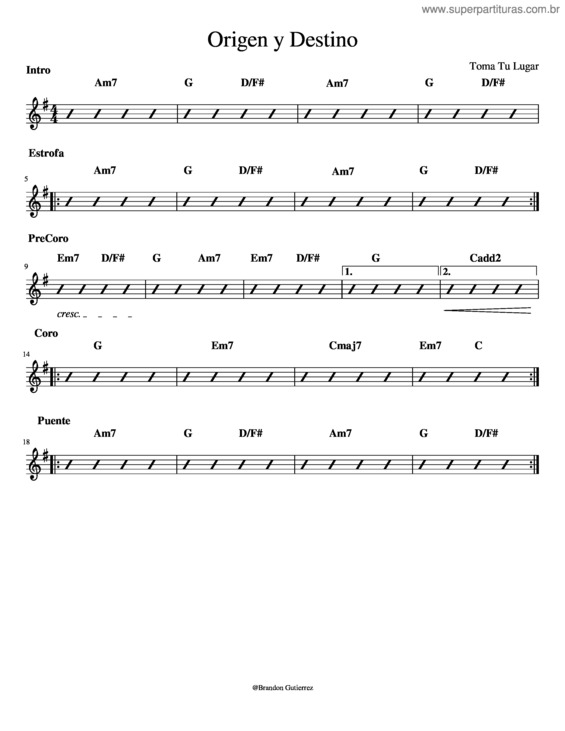Partitura da música Origen Y Destino